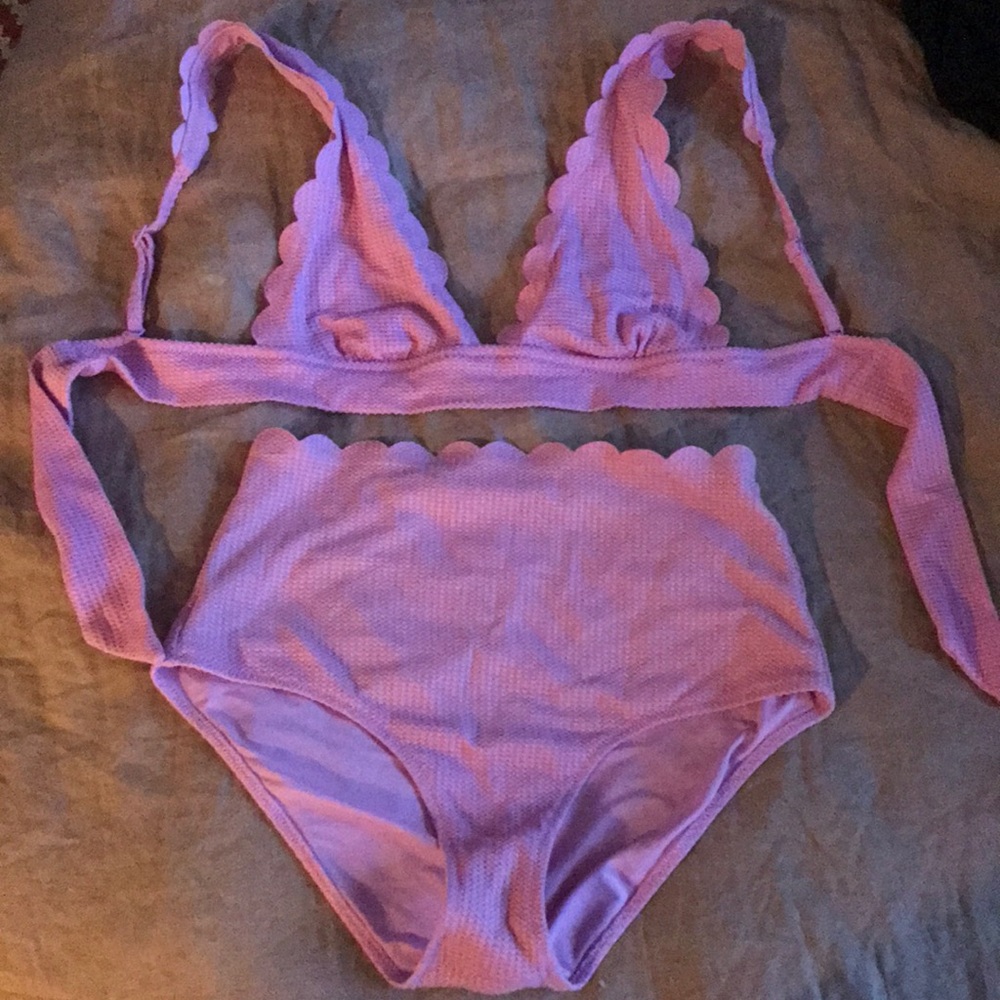 Aerie Waffled Scalloped Toe Longline Bikini